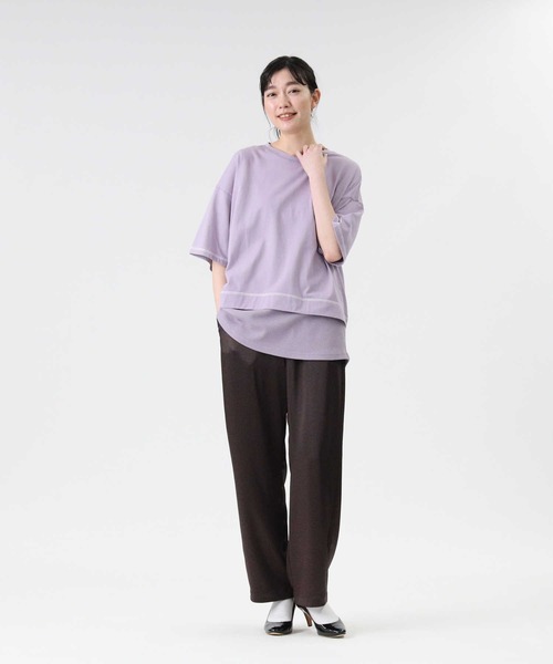 RAG MACHINE(ラグマシーン)の「【RAG MACHINE】配色レイヤードTシャツ(Tシャツ/カットソー・レディース・パープル/オフホワイト/ブラック・M/L)」の20枚目の写真