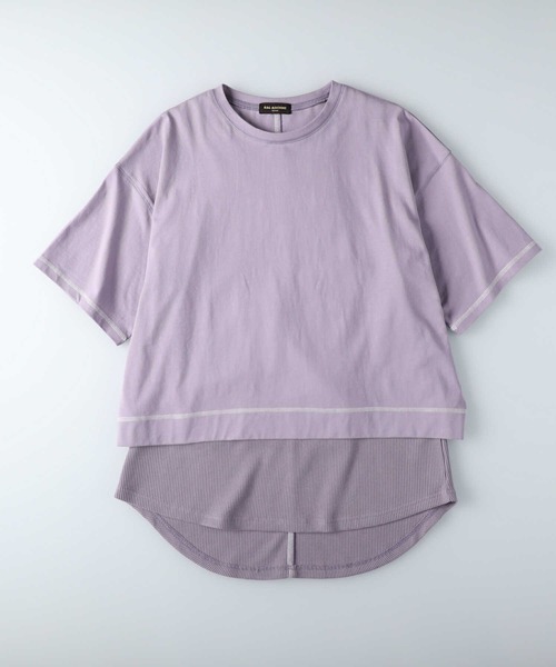 RAG MACHINE(ラグマシーン)の「【RAG MACHINE】配色レイヤードTシャツ(Tシャツ/カットソー・レディース・パープル/オフホワイト/ブラック・M/L)」の12枚目の写真