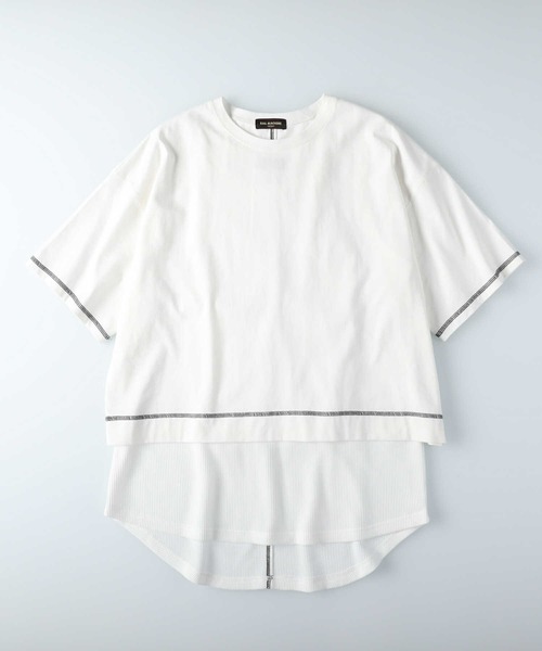 RAG MACHINE(ラグマシーン)の「【RAG MACHINE】配色レイヤードTシャツ(Tシャツ/カットソー・レディース・パープル/オフホワイト/ブラック・M/L)」の14枚目の写真