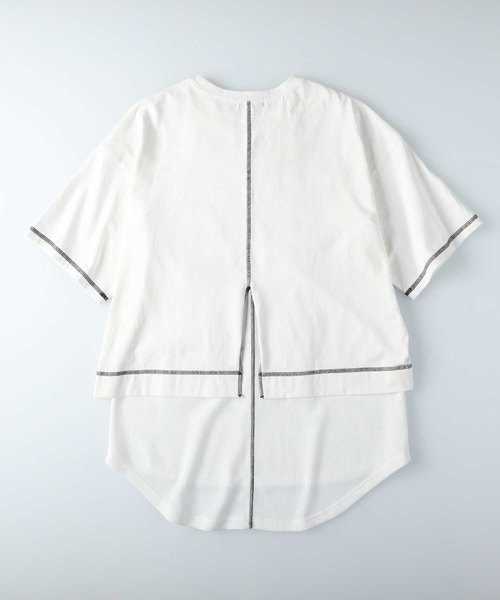 RAG MACHINE(ラグマシーン)の「【RAG MACHINE】配色レイヤードTシャツ(Tシャツ/カットソー・レディース・パープル/オフホワイト/ブラック・M/L)」の11枚目の写真