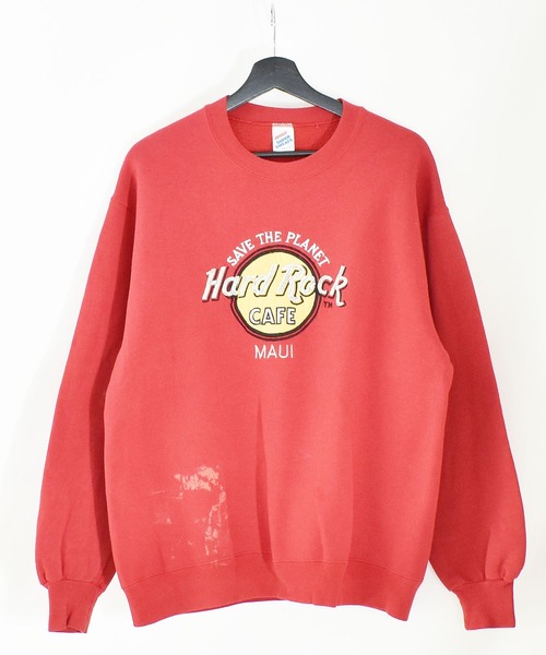 【ヴィンテージ古着】Hard Rock CAFE/ハードロックカフェ ロゴ刺繍 クルーネックスウェット USA製