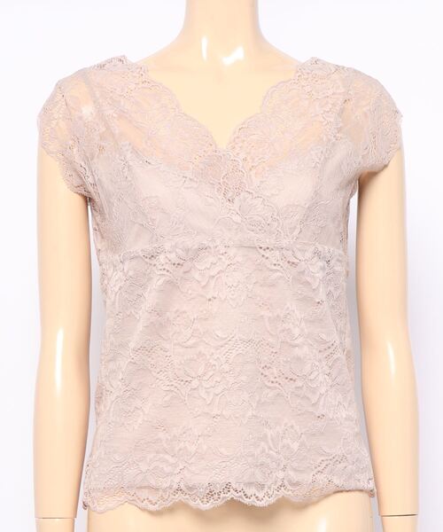 natural couture(ナチュラルクチュール)の「前後2WAY総レースインナー(Tシャツ/カットソー・レディース・ブラック/オフホワイト/ピンクベージュ/グレイッシュベージュ・FREE)」の4枚目の写真