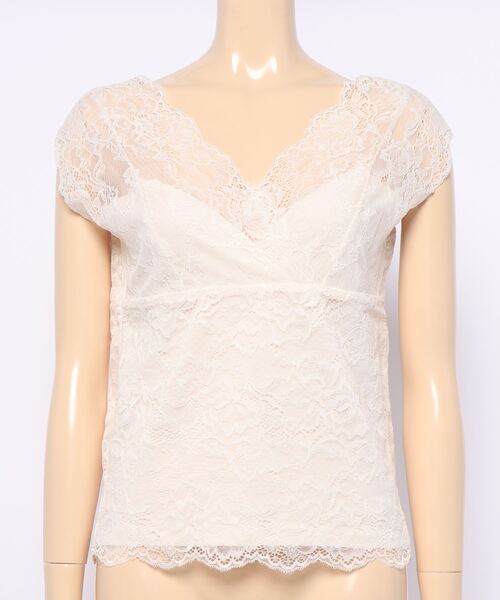 natural couture(ナチュラルクチュール)の「前後2WAY総レースインナー(Tシャツ/カットソー・レディース・ブラック/オフホワイト/ピンクベージュ/グレイッシュベージュ・FREE)」の1枚目の写真