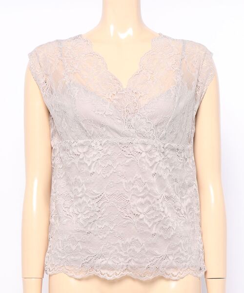 natural couture(ナチュラルクチュール)の「前後2WAY総レースインナー(Tシャツ/カットソー・レディース・ブラック/オフホワイト/ピンクベージュ/グレイッシュベージュ・FREE)」の3枚目の写真