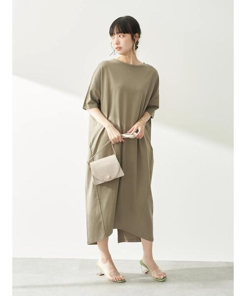 earth music&ecology（アースミュージックアンドエコロジー）の「バックスリットコクーンカットワンピース　＊（ワンピース・レディース・ブラック/ピンク/ダークブラウン/グレイッシュベージュ/グリーン・FREE）」の11枚目の写真