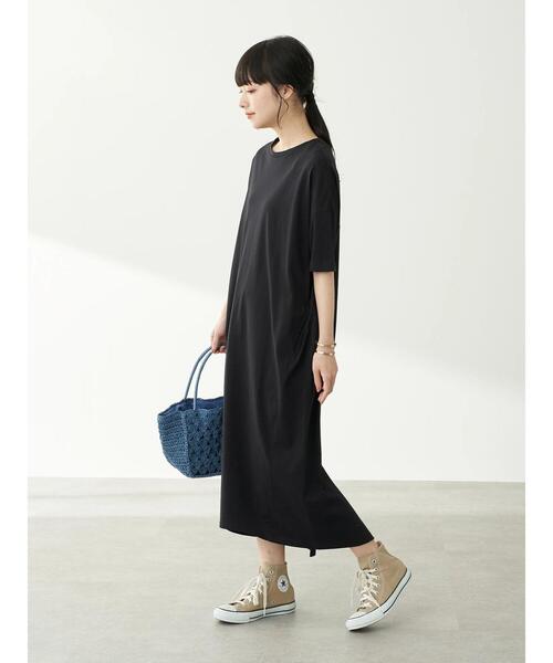 earth music&ecology（アースミュージックアンドエコロジー）の「バックスリットコクーンカットワンピース　＊（ワンピース・レディース・ブラック/ピンク/ダークブラウン/グレイッシュベージュ/グリーン・FREE）」の22枚目の写真