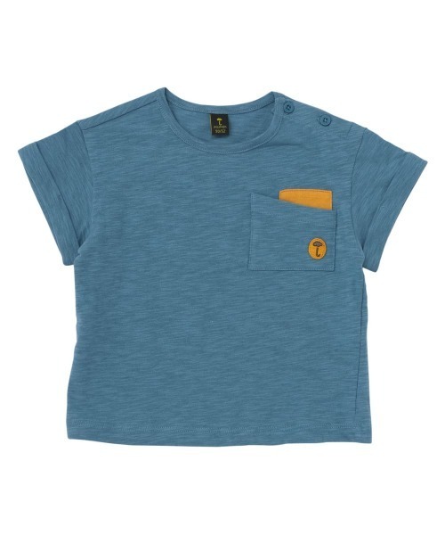 moimoln（モイモルン）の「クリップビスケット ポケット半袖Tシャツ（Tシャツ/カットソー・キッズ・ブルー/オフホワイト・120cm/130cm/110cm/90cm/100cm）」の2枚目の写真