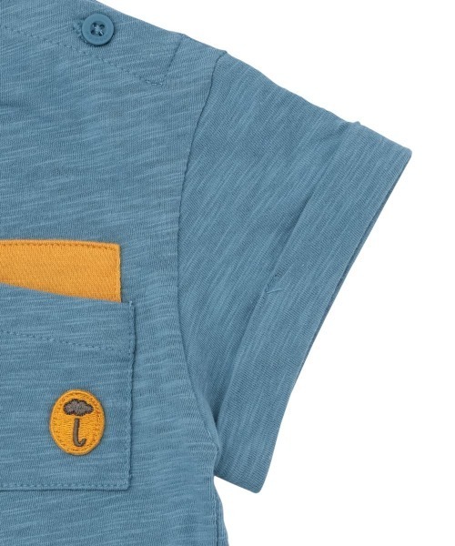 moimoln（モイモルン）の「クリップビスケット ポケット半袖Tシャツ（Tシャツ/カットソー・キッズ・ブルー/オフホワイト・120cm/130cm/110cm/90cm/100cm）」の7枚目の写真