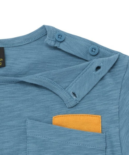 moimoln（モイモルン）の「クリップビスケット ポケット半袖Tシャツ（Tシャツ/カットソー・キッズ・ブルー/オフホワイト・120cm/130cm/110cm/90cm/100cm）」の6枚目の写真