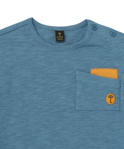 moimoln（モイモルン）の「クリップビスケット ポケット半袖Tシャツ（Tシャツ/カットソー・キッズ・ブルー/オフホワイト・120cm/130cm/110cm/90cm/100cm）」の5枚目の写真