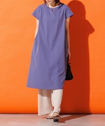 hunch（ハンチ）の「【WEB限定/別注】接触冷感 + UV加工 キーネックAライン 半袖 ワンピース（ワンピース）」