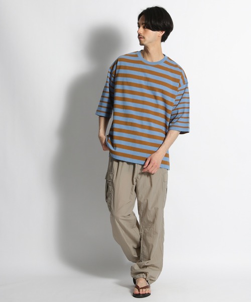 niko and...(ニコアンド)の「ピッチ違いボーダーTシャツ(Tシャツ/カットソー・メンズ・ブルー/アイボリー/ネイビー・MEDIUM/LARGE)」の6枚目の写真