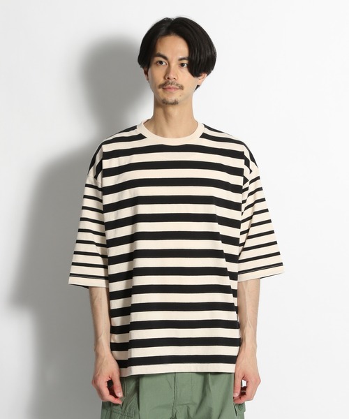 niko and...(ニコアンド)の「ピッチ違いボーダーTシャツ(Tシャツ/カットソー・メンズ・ブルー/アイボリー/ネイビー・MEDIUM/LARGE)」の7枚目の写真
