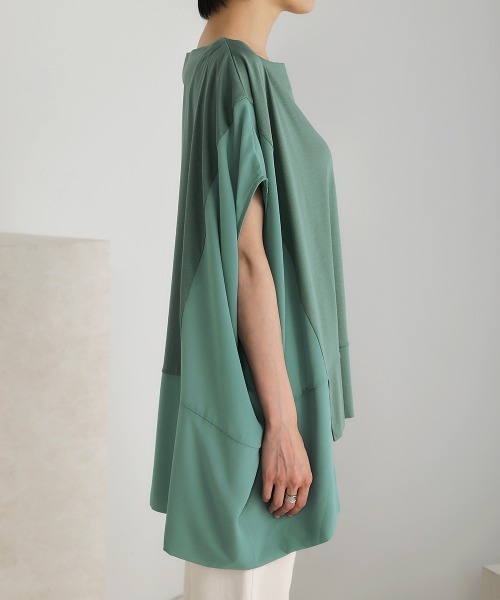 Bou Jeloud(ブージュルード)の「綿シルケット◆シアー異素材チュニック(Tシャツ/カットソー・レディース・ブラック/ベージュ/オフホワイト/グリーン・FREE)」の22枚目の写真