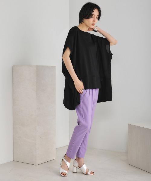 Bou Jeloud(ブージュルード)の「綿シルケット◆シアー異素材チュニック(Tシャツ/カットソー・レディース・ブラック/ベージュ/オフホワイト/グリーン・FREE)」の14枚目の写真