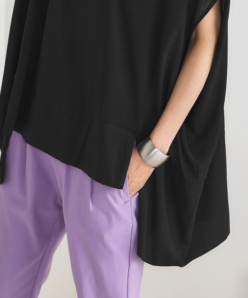 Bou Jeloud(ブージュルード)の「綿シルケット◆シアー異素材チュニック(Tシャツ/カットソー・レディース・ブラック/ベージュ/オフホワイト/グリーン・FREE)」の15枚目の写真