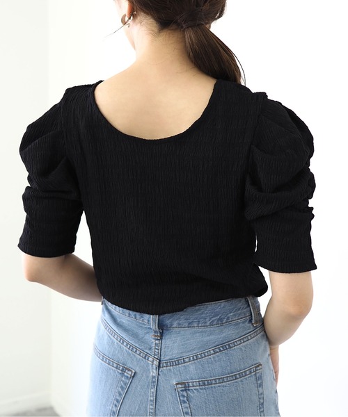 Riberry（リベリー）の「ギャザースリーブトップス（Tシャツ/カットソー・レディース・ブラック/ベージュ/オフホワイト/ピンク・MEDIUM）」の20枚目の写真