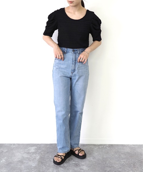 Riberry（リベリー）の「ギャザースリーブトップス（Tシャツ/カットソー・レディース・ブラック/ベージュ/オフホワイト/ピンク・MEDIUM）」の21枚目の写真