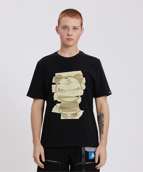 HIPANDA(ハイパンダ)の「HIPANDA ハイパンダ メンズ 絆創膏 ビッグプリント 半袖Tシャツ(Tシャツ/カットソー・メンズ・ホワイト/アーミー/ブラック・LARGE/XX-LARGE/MEDIUM/SMALL/X-LARGE)」の2枚目の写真