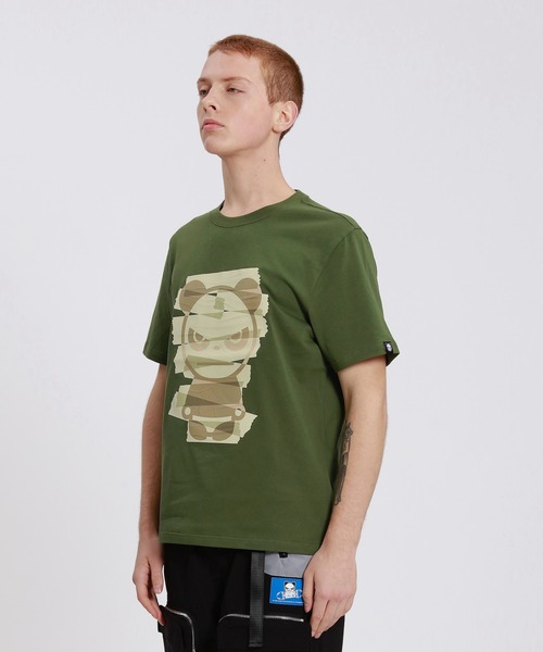 HIPANDA(ハイパンダ)の「HIPANDA ハイパンダ メンズ 絆創膏 ビッグプリント 半袖Tシャツ(Tシャツ/カットソー・メンズ・ホワイト/アーミー/ブラック・LARGE/XX-LARGE/MEDIUM/SMALL/X-LARGE)」の4枚目の写真