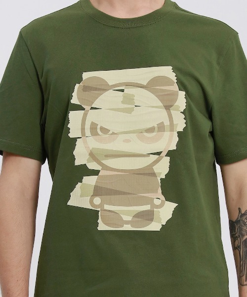 HIPANDA(ハイパンダ)の「HIPANDA ハイパンダ メンズ 絆創膏 ビッグプリント 半袖Tシャツ(Tシャツ/カットソー・メンズ・ホワイト/アーミー/ブラック・LARGE/XX-LARGE/MEDIUM/SMALL/X-LARGE)」の6枚目の写真
