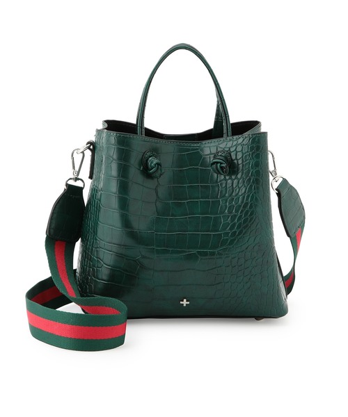 MADEMOISELLE ROPE'(マドモアゼル ロペ)の「【PETA+JAIN】2WAYクロコ型押しショルダーバッグ(ショルダーバッグ・レディース・ブラック/グリーン・FREE)」の3枚目の写真