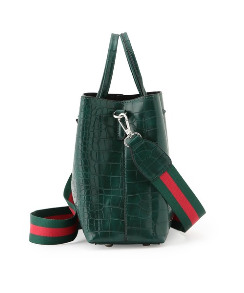 MADEMOISELLE ROPE'(マドモアゼル ロペ)の「【PETA+JAIN】2WAYクロコ型押しショルダーバッグ(ショルダーバッグ・レディース・ブラック/グリーン・FREE)」の4枚目の写真