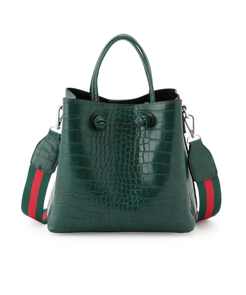 MADEMOISELLE ROPE'(マドモアゼル ロペ)の「【PETA+JAIN】2WAYクロコ型押しショルダーバッグ(ショルダーバッグ・レディース・ブラック/グリーン・FREE)」の5枚目の写真