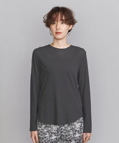 BEAUTY&YOUTH UNITED ARROWS（ビューティーアンドユースユナイテッドアローズ）の「BY スーピマコットン シアークルーネックロングスリーブ Tシャツ（Tシャツ/カットソー・レディース・ホワイト/ダークグレー/ケリー・FREE）」の8枚目の写真