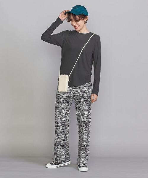 BEAUTY&YOUTH UNITED ARROWS（ビューティーアンドユースユナイテッドアローズ）の「BY スーピマコットン シアークルーネックロングスリーブ Tシャツ（Tシャツ/カットソー・レディース・ホワイト/ダークグレー/ケリー・FREE）」の4枚目の写真