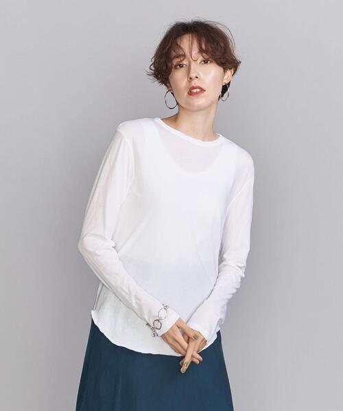 BEAUTY&YOUTH UNITED ARROWS（ビューティーアンドユースユナイテッドアローズ）の「BY スーピマコットン シアークルーネックロングスリーブ Tシャツ（Tシャツ/カットソー・レディース・ホワイト/ダークグレー/ケリー・FREE）」の16枚目の写真
