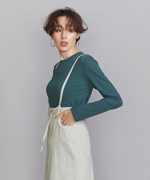 BEAUTY&YOUTH UNITED ARROWS（ビューティーアンドユースユナイテッドアローズ）の「BY スーピマコットン シアークルーネックロングスリーブ Tシャツ（Tシャツ/カットソー・レディース・ホワイト/ダークグレー/ケリー・FREE）」の14枚目の写真