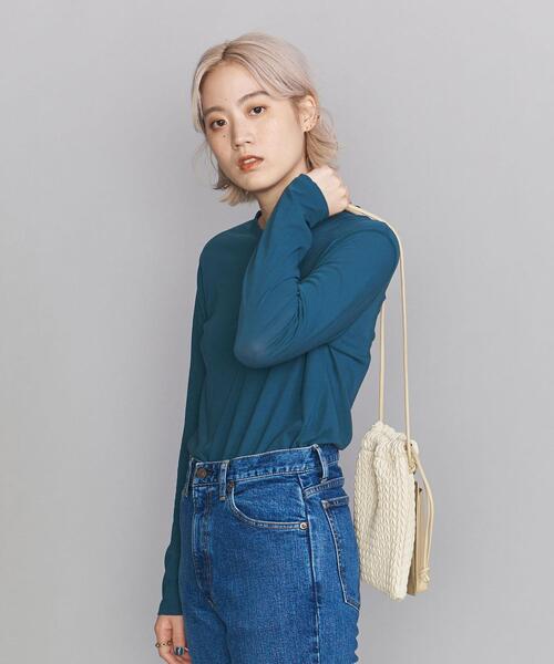 BEAUTY&YOUTH UNITED ARROWS（ビューティーアンドユースユナイテッドアローズ）の「BY スーピマコットン シアークルーネックロングスリーブ Tシャツ（Tシャツ/カットソー・レディース・ホワイト/ダークグレー/ケリー・FREE）」の5枚目の写真