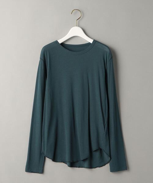 BEAUTY&YOUTH UNITED ARROWS（ビューティーアンドユースユナイテッドアローズ）の「BY スーピマコットン シアークルーネックロングスリーブ Tシャツ（Tシャツ/カットソー・レディース・ホワイト/ダークグレー/ケリー・FREE）」の7枚目の写真