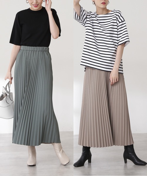 N.（N. Natural Beauty Basic）（エヌエヌナチュラルビューティーベーシック）の「◆リバーシブルプリーツスカート（スカート・レディース・パープル/グリーン・MEDIUM）」の2枚目の写真