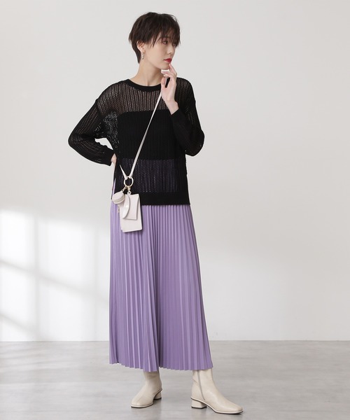 N.（N. Natural Beauty Basic）（エヌエヌナチュラルビューティーベーシック）の「◆リバーシブルプリーツスカート（スカート・レディース・パープル/グリーン・MEDIUM）」の3枚目の写真