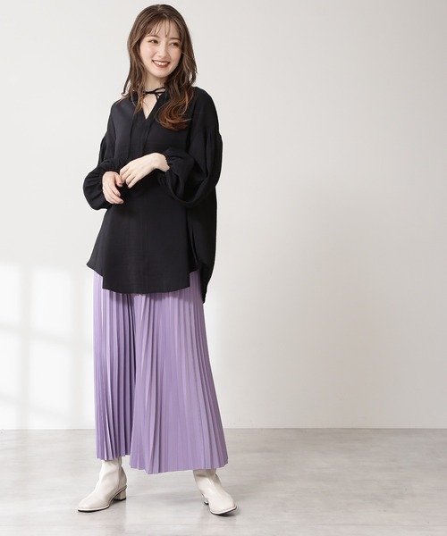 N.（N. Natural Beauty Basic）（エヌエヌナチュラルビューティーベーシック）の「◆リバーシブルプリーツスカート（スカート・レディース・パープル/グリーン・MEDIUM）」の21枚目の写真