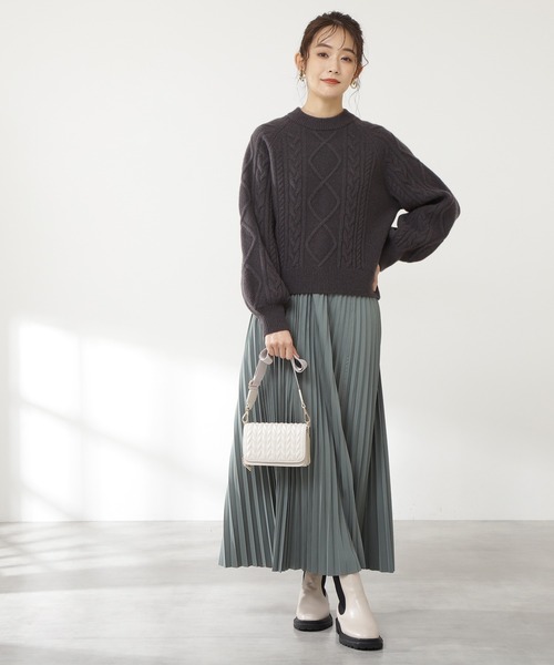 N.（N. Natural Beauty Basic）（エヌエヌナチュラルビューティーベーシック）の「◆リバーシブルプリーツスカート（スカート・レディース・パープル/グリーン・MEDIUM）」の11枚目の写真