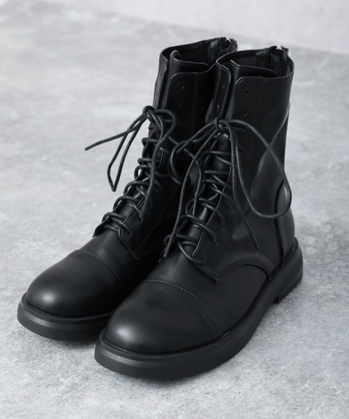ap retro（アプレトロ）の「レースアップショートブーツ（ブーツ・レディース・ブラック・LARGE/MEDIUM）」の2枚目の写真