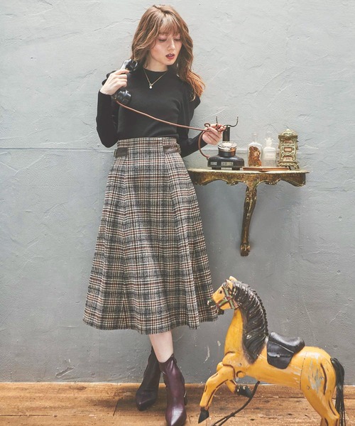 NOELA（ノエラ）の「先染めチェックスカート（スカート・レディース・ブラック/ブラウン/グレー・S/M）」の10枚目の写真