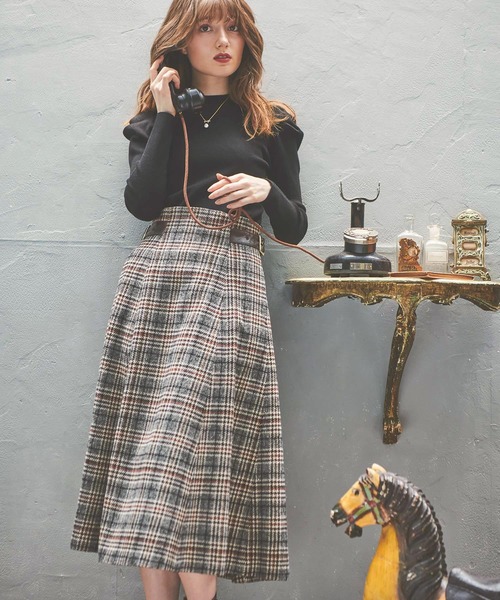 NOELA（ノエラ）の「先染めチェックスカート（スカート・レディース・ブラック/ブラウン/グレー・S/M）」の9枚目の写真