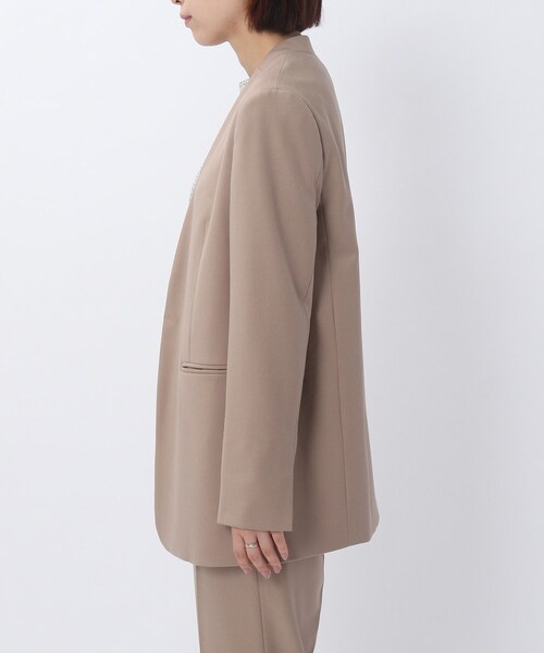 UNTITLED（アンタイトル）の「◆アナスタシアクロスノーカラージャケット【洗える】（ノーカラージャケット・レディース・ブラック/ライトグレー/サンドベージュ・02/03/01/00）」の4枚目の写真