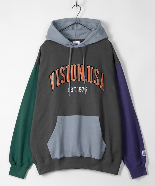 VISION STREET WEAR(ヴィジョンストリートウェア)の「【VISION STREET WEAR/ヴィジョンストリートウェア】べロアワッペン刺繍 プルパーカー(パーカー・メンズ・チャコールグレー/パープル/グレー/マルチ/ワイン・M/L/XL)」の9枚目の写真