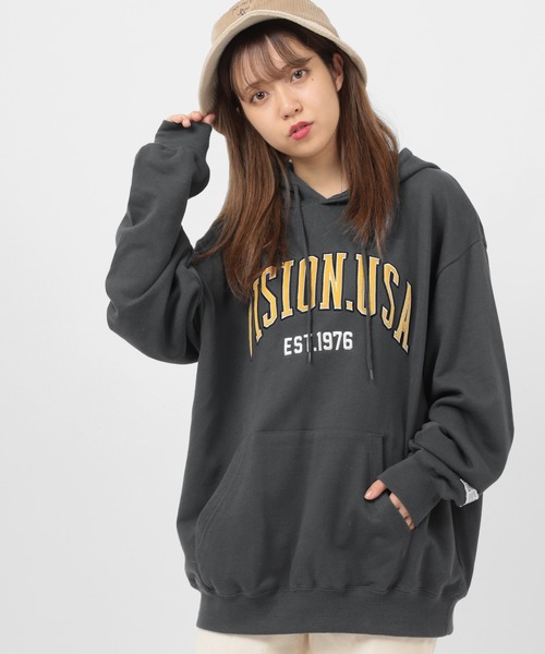 VISION STREET WEAR(ヴィジョンストリートウェア)の「【VISION STREET WEAR/ヴィジョンストリートウェア】べロアワッペン刺繍 プルパーカー(パーカー・メンズ・チャコールグレー/パープル/グレー/マルチ/ワイン・M/L/XL)」の13枚目の写真