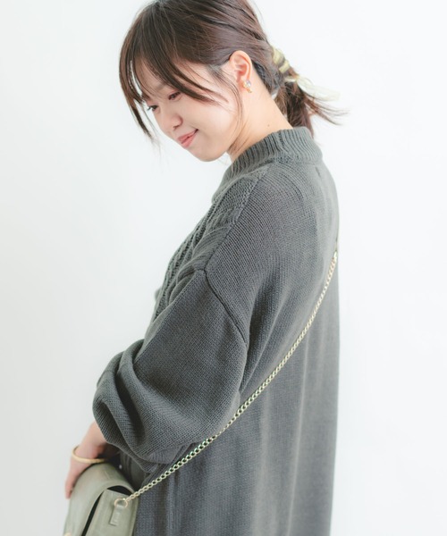 Wordtrobe（ワードトローブ）の「【wordtrobe】アクリルバルキー ケーブル切替 ニットワンピース（ワンピース・レディース・ホワイト/チャコールグレー/ベージュ・FREE）」の21枚目の写真