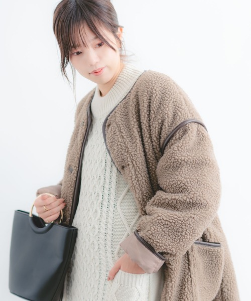 Wordtrobe（ワードトローブ）の「【wordtrobe】アクリルバルキー ケーブル切替 ニットワンピース（ワンピース・レディース・ホワイト/チャコールグレー/ベージュ・FREE）」の15枚目の写真