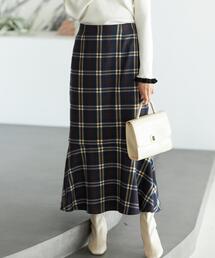チェック柄マーメイドスカート