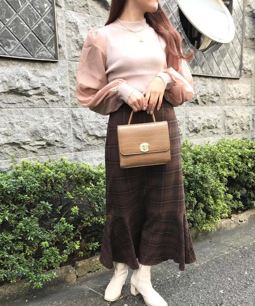 INGNI（イング）の「チェック柄マーメイドスカート（スカート・レディース・ブラウン系その他2/ベージュ系4/ネイビー系2/ブラウン系9・FREE）」の15枚目の写真