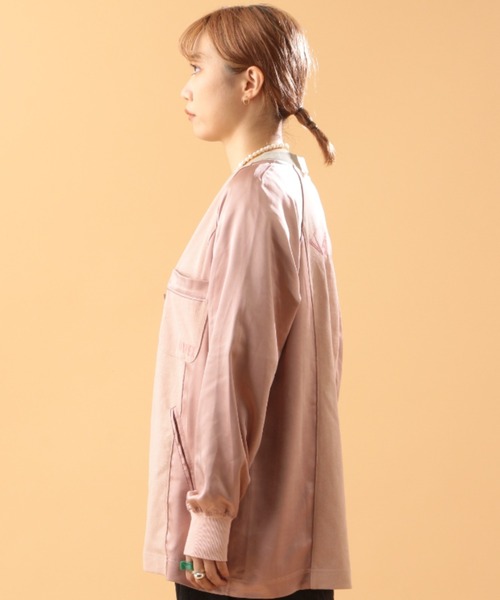 AVIREX（アヴィレックス）の「VINTAGE SATIN RAGLAN SHIRT/ ヴィンテージサテン ラグランシャツ（カーディガン/ボレロ・レディース・ピンク/グリーン・FREE）」の16枚目の写真