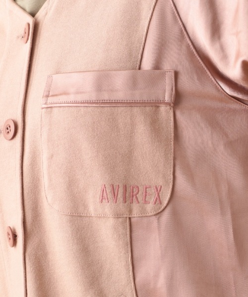 AVIREX（アヴィレックス）の「VINTAGE SATIN RAGLAN SHIRT/ ヴィンテージサテン ラグランシャツ（カーディガン/ボレロ・レディース・ピンク/グリーン・FREE）」の9枚目の写真